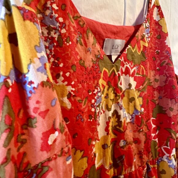 Loft Strappy Short Floral Sun Dress Medium - Picture 8 of 8